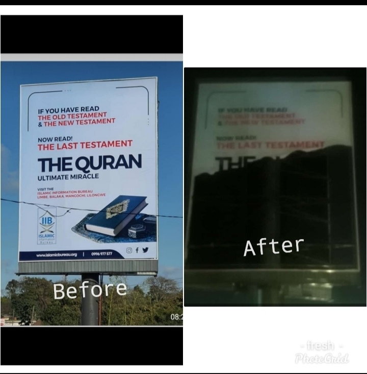 Billboard  which encourages People to read the Quran destroyed