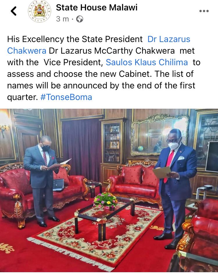 Reconstituted cabinet to be announced at the end of first quarter