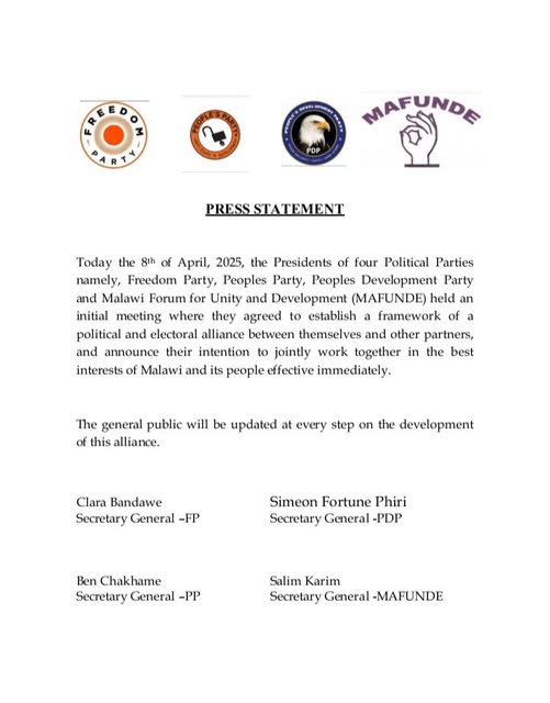 Four Political Parties agree to establish Alliance Framework Four Political Parties agree to establish Alliance Framework